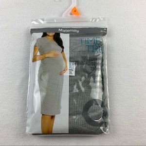 Maternity Grey Dress Short Sleeved Medium Scoop Neck Semi-Fitted Time and Tru